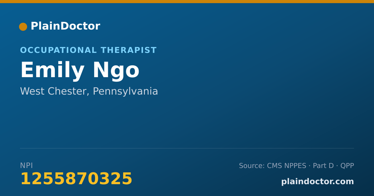 Shareable card for Emily Ngo - Occupational Therapist, West Chester, PA