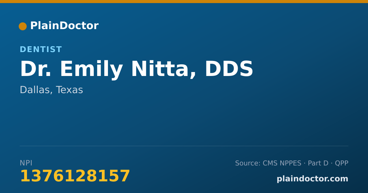 Shareable card for Emily Nitta, DDS - Dentist, Dallas, TX
