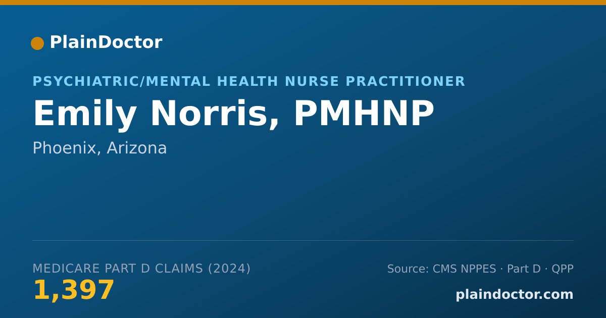 Shareable card for Emily Norris, PMHNP - Psychiatric/Mental Health Nurse Practitioner, Phoenix, AZ