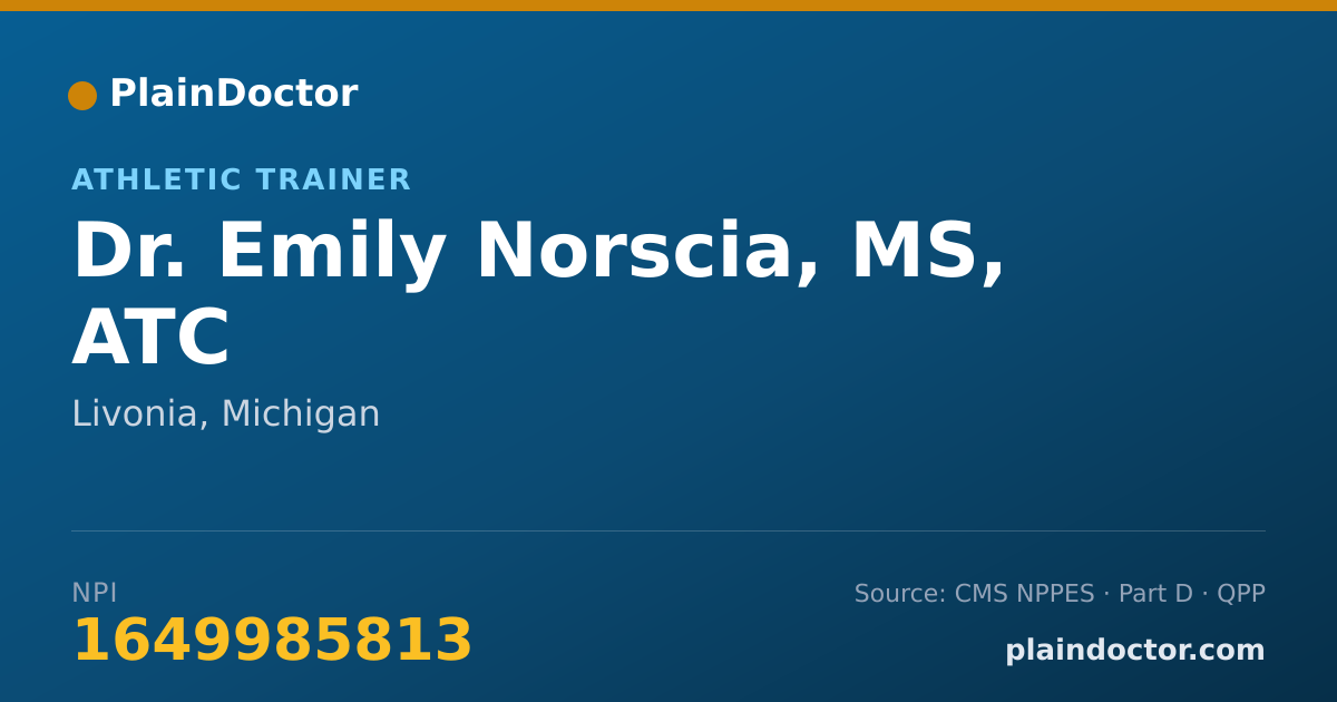 Shareable card for Emily Norscia, MS, ATC - Athletic Trainer, Livonia, MI