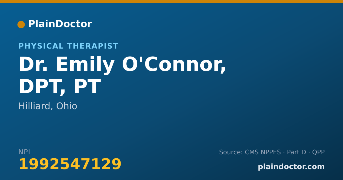 Shareable card for Emily O'Connor, DPT, PT - Physical Therapist, Hilliard, OH