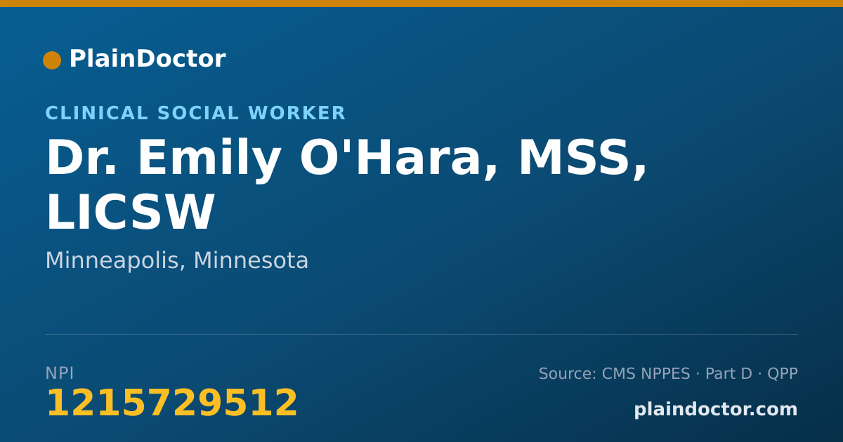Shareable card for Emily O'Hara, MSS, LICSW - Clinical Social Worker, Minneapolis, MN