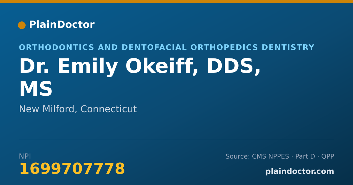 Shareable card for Emily Okeiff, DDS, MS - Orthodontics and Dentofacial Orthopedics Dentistry, New Milford, CT