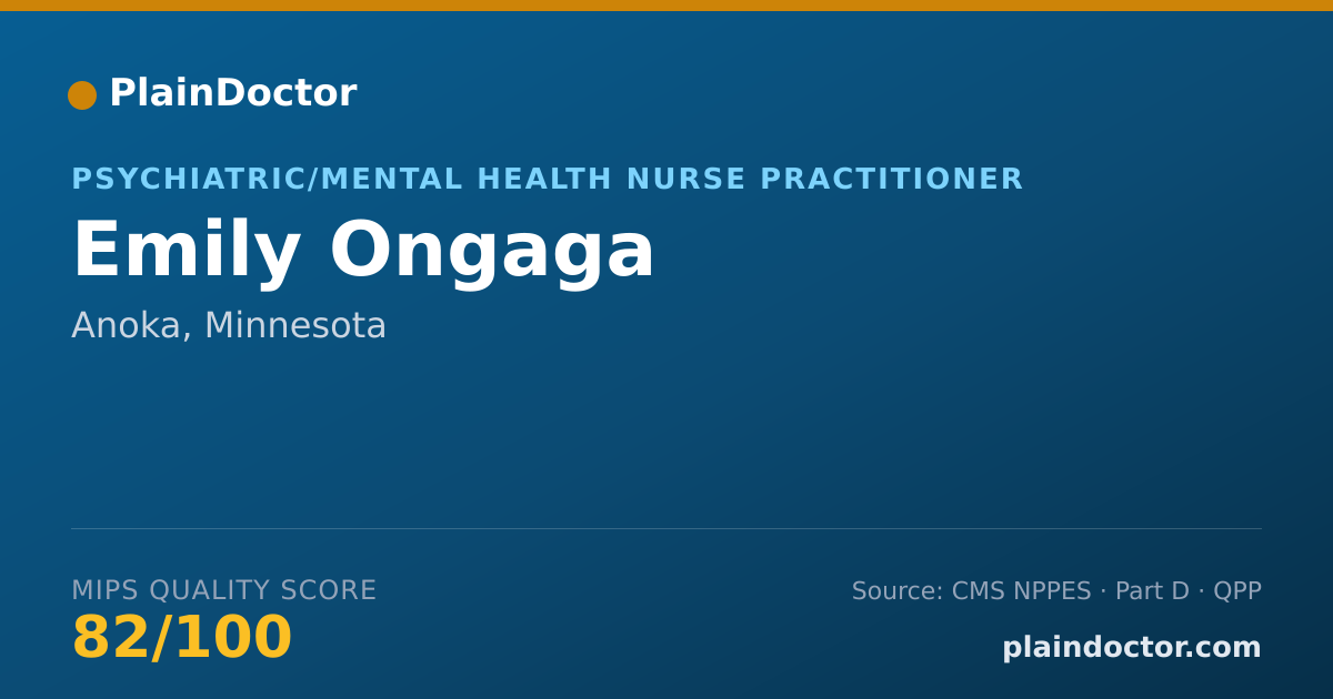 Shareable card for Emily Ongaga - Psychiatric/Mental Health Nurse Practitioner, Anoka, MN