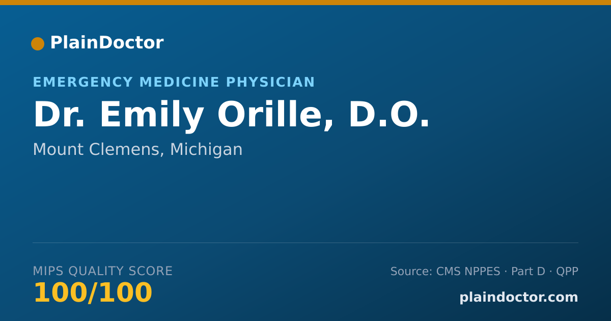 Shareable card for Emily Orille, D.O. - Emergency Medicine Physician, Mount Clemens, MI