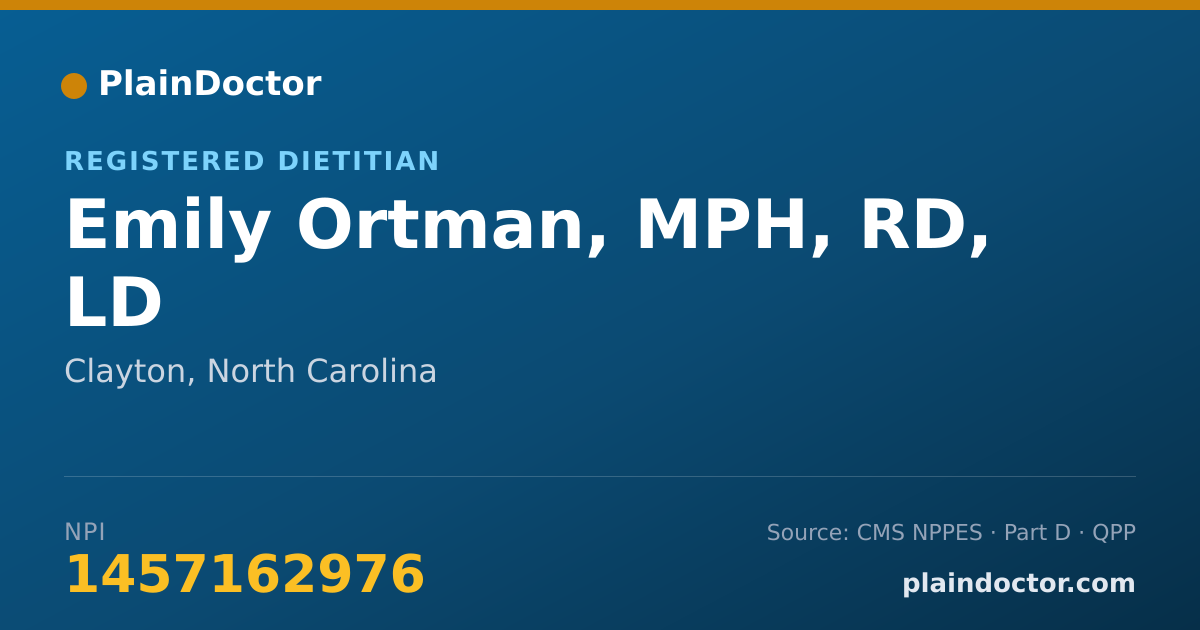 Shareable card for Emily Ortman, MPH, RD, LD - Registered Dietitian, Clayton, NC