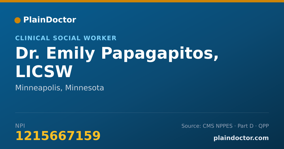 Shareable card for Emily Papagapitos, LICSW - Clinical Social Worker, Minneapolis, MN