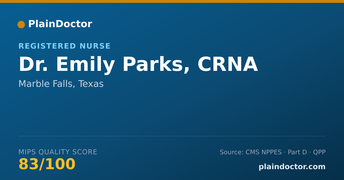Shareable card for Emily Parks, CRNA - Registered Nurse, Marble Falls, TX