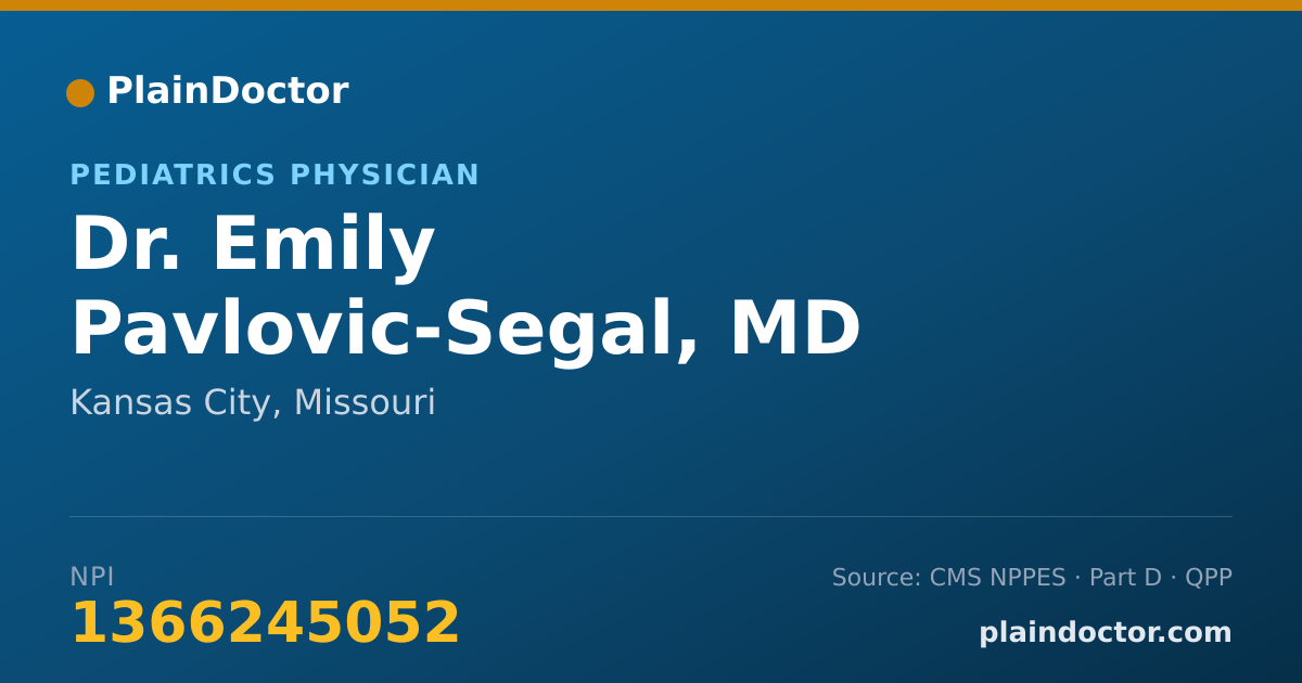 Shareable card for Emily Pavlovic-Segal, MD - Pediatrics Physician, Kansas City, MO