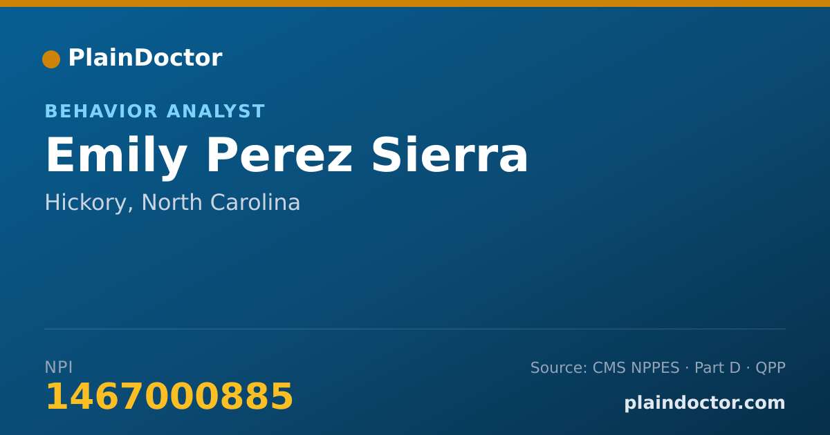 Shareable card for Emily Perez Sierra - Behavior Analyst, Hickory, NC