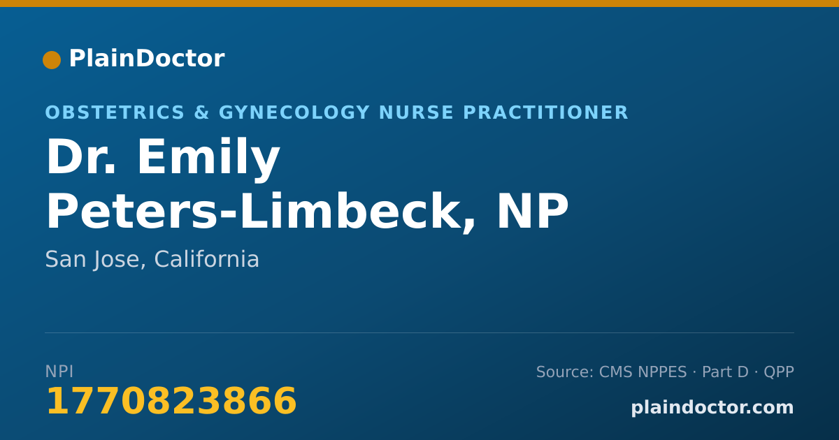 Shareable card for Emily Peters-Limbeck, NP - Obstetrics & Gynecology Nurse Practitioner, San Jose, CA