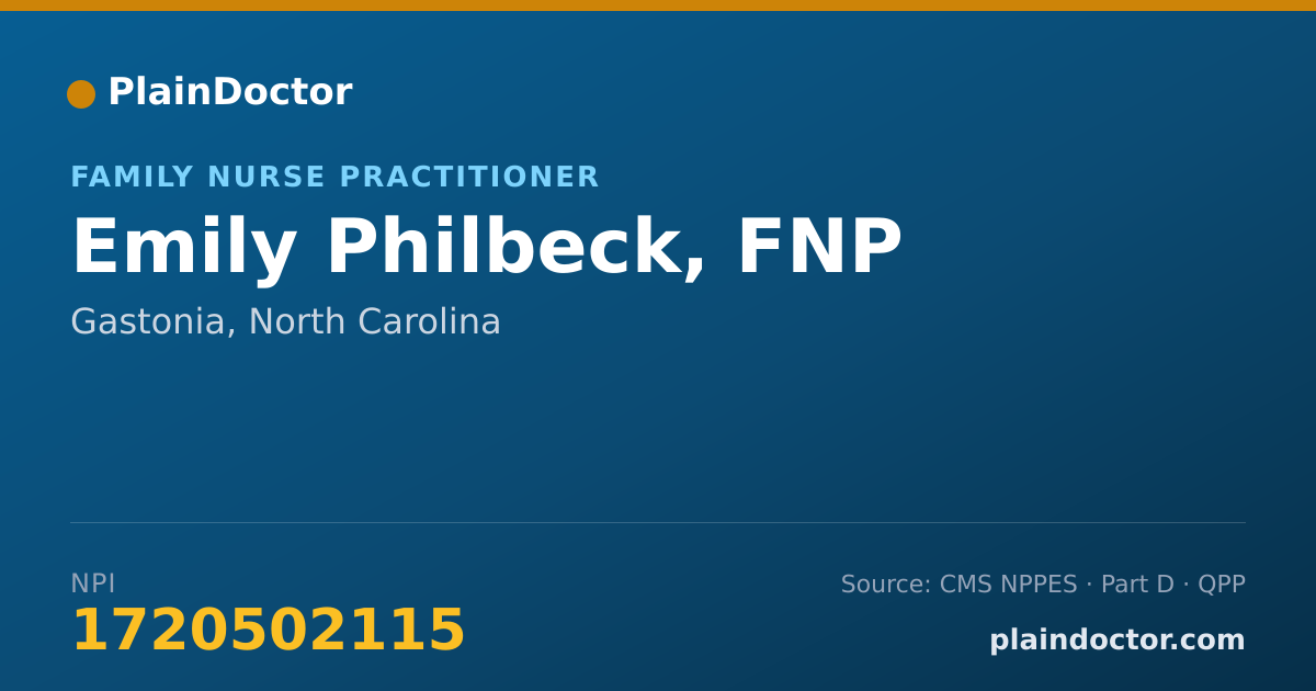Shareable card for Emily Philbeck, FNP - Nurse Practitioner, Gastonia, NC