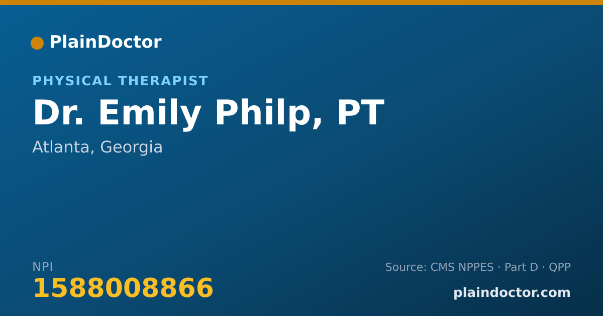 Shareable card for Emily Philp, PT - Physical Therapist, Atlanta, GA