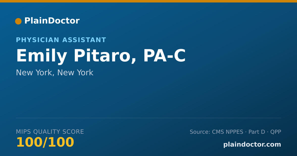 Shareable card for Emily Pitaro, PA-C - Physician Assistant, New York, NY