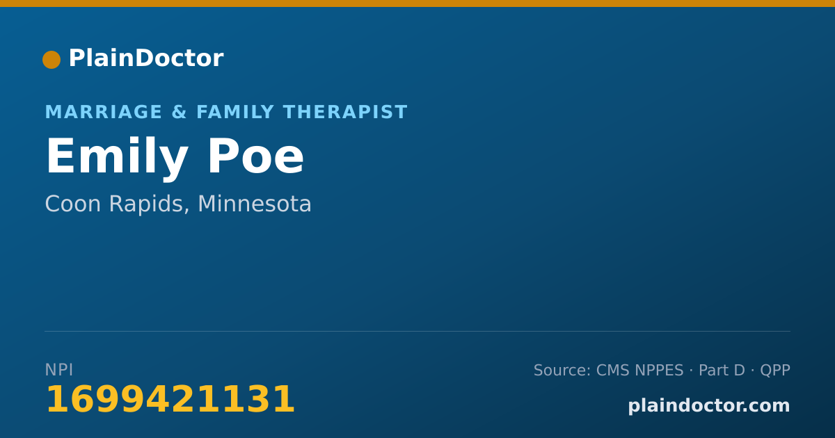 Shareable card for Emily Poe - Marriage & Family Therapist, Coon Rapids, MN