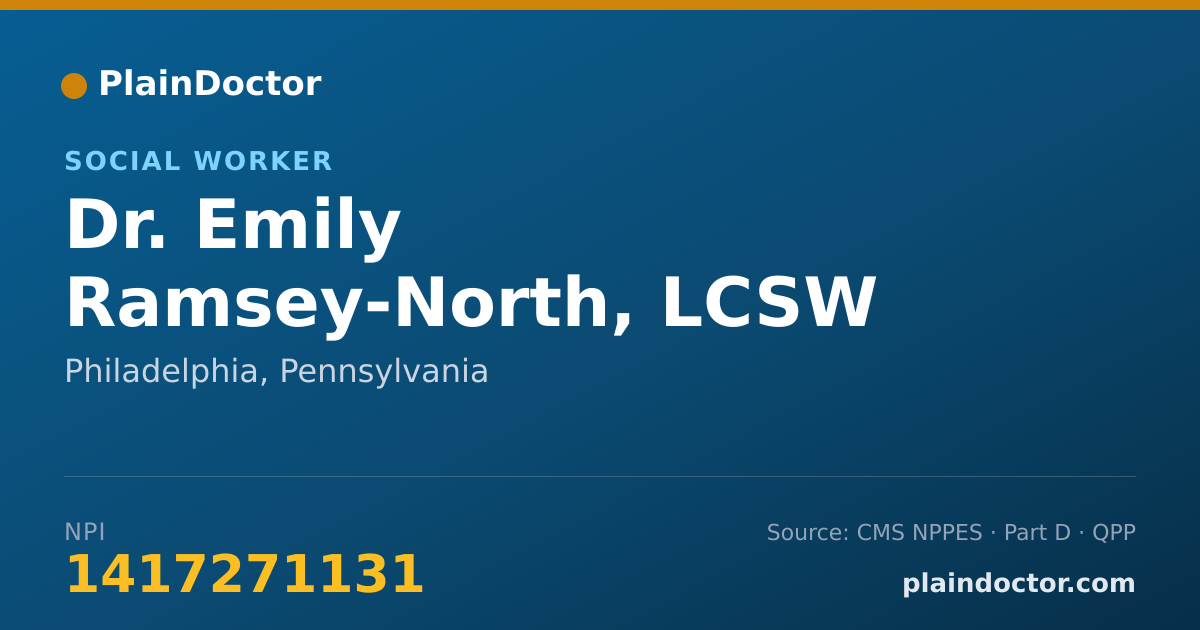 Shareable card for Emily Ramsey-North, LCSW - Social Worker, Philadelphia, PA