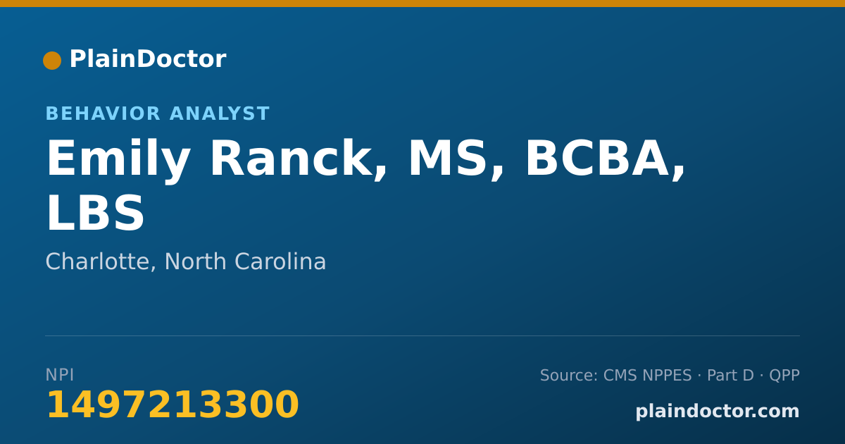 Shareable card for Emily Ranck, MS, BCBA, LBS - Behavior Analyst, Charlotte, NC