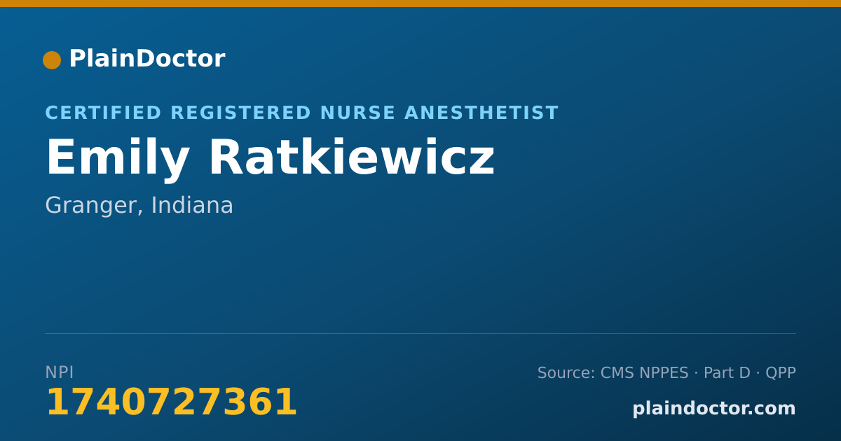 Shareable card for Emily Ratkiewicz - Certified Registered Nurse Anesthetist, Granger, IN