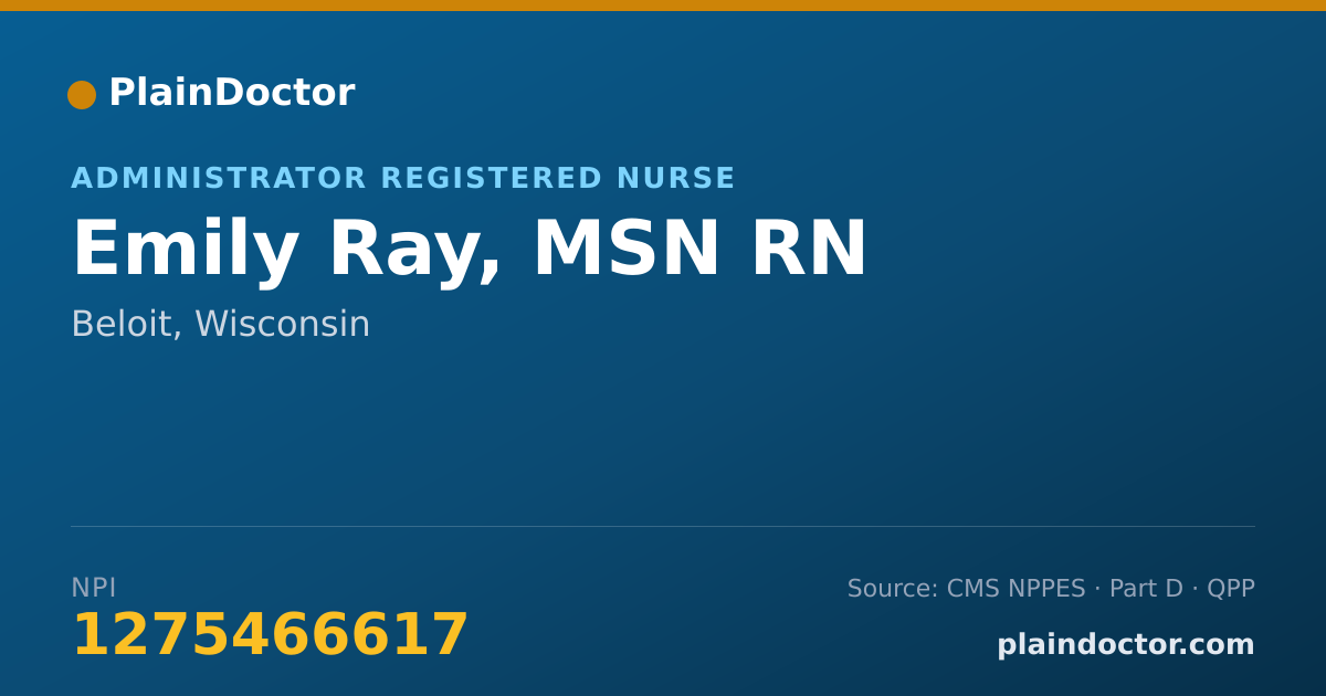 Shareable card for Emily Ray, MSN RN - Administrator Registered Nurse, Beloit, WI