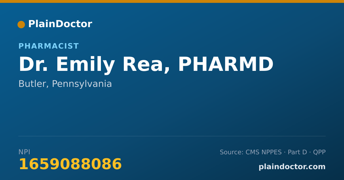 Shareable card for Emily Rea, PHARMD - Pharmacist, Butler, PA