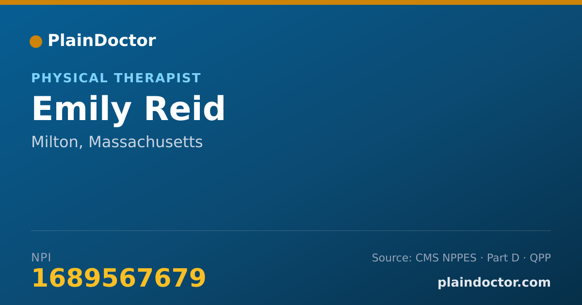 Shareable card for Emily Reid - Physical Therapist, Milton, MA