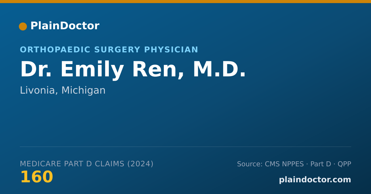 Shareable card for Emily Ren, M.D. - Orthopaedic Surgery Physician, Livonia, MI