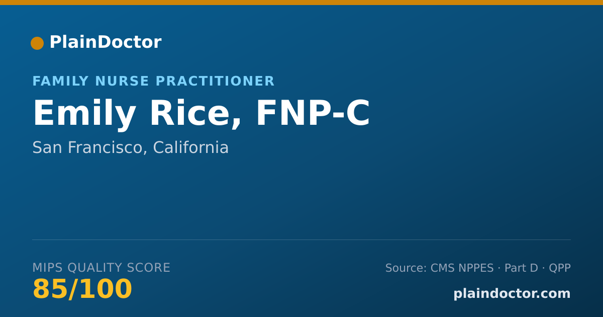 Shareable card for Emily Rice, FNP-C - Registered Nurse, San Francisco, CA