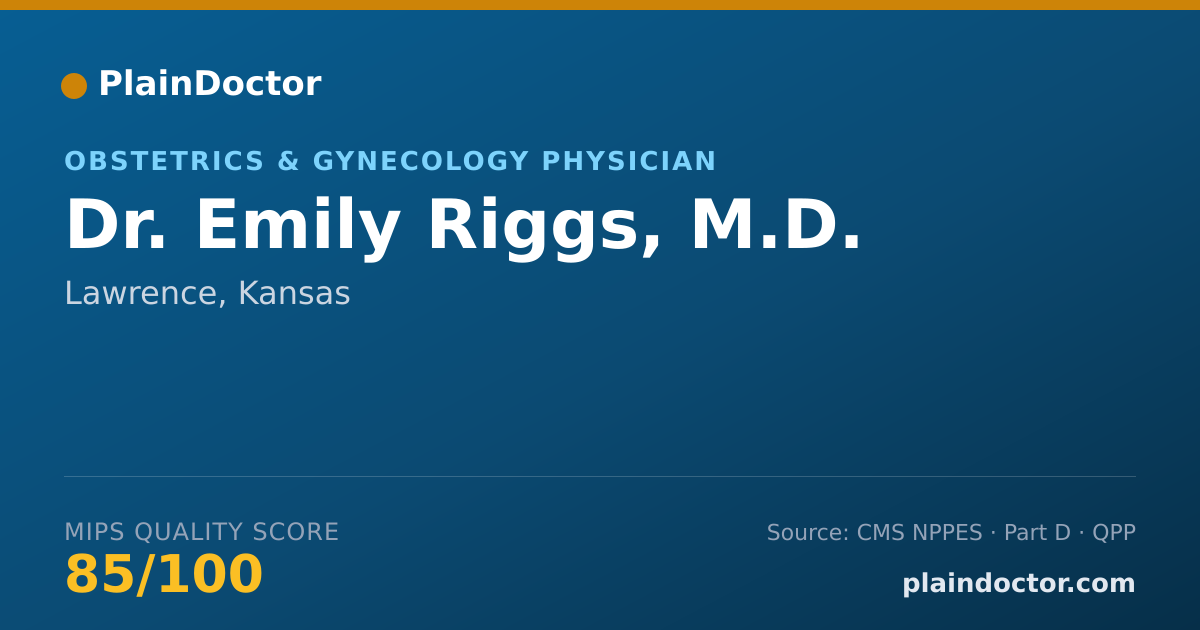 Shareable card for Emily Riggs, M.D. - Obstetrics & Gynecology Physician, Lawrence, KS