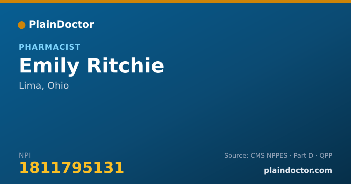 Shareable card for Emily Ritchie - Pharmacist, Lima, OH