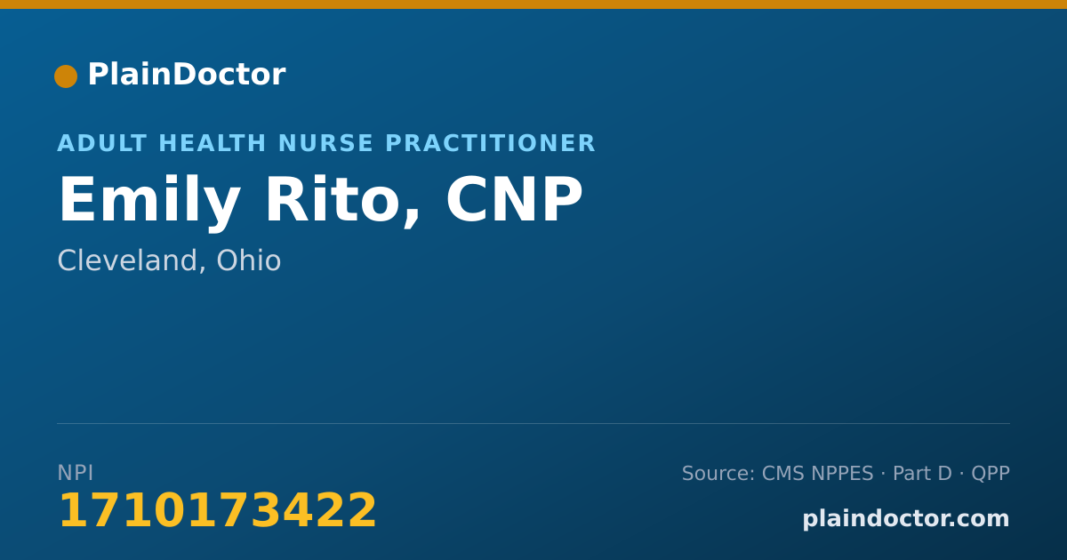 Shareable card for Emily Rito, CNP - Adult Health Nurse Practitioner, Cleveland, OH