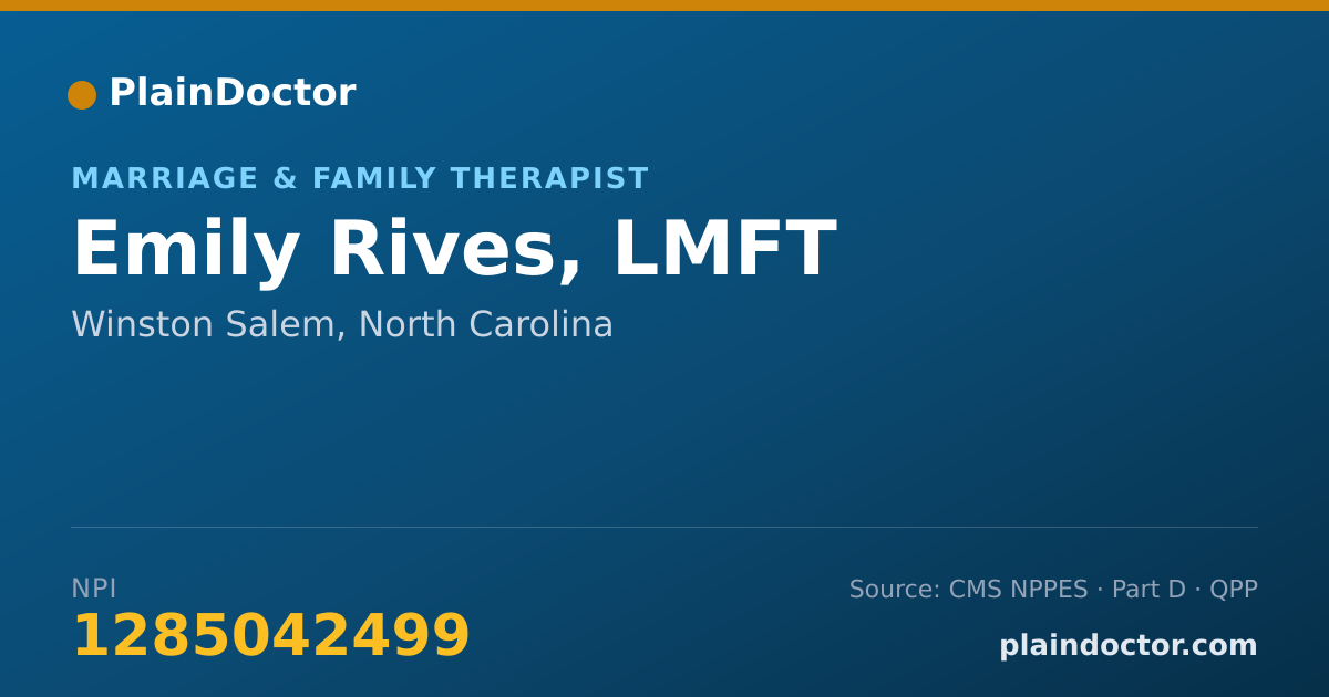 Shareable card for Emily Rives, LMFT - Marriage & Family Therapist, Winston Salem, NC