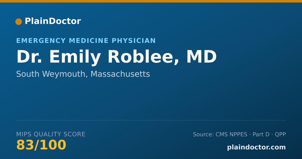 Shareable card for Emily Roblee, MD - Emergency Medicine Physician, South Weymouth, MA