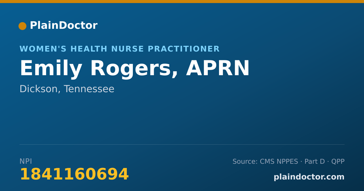 Shareable card for Emily Rogers, APRN - Women's Health Nurse Practitioner, Dickson, TN