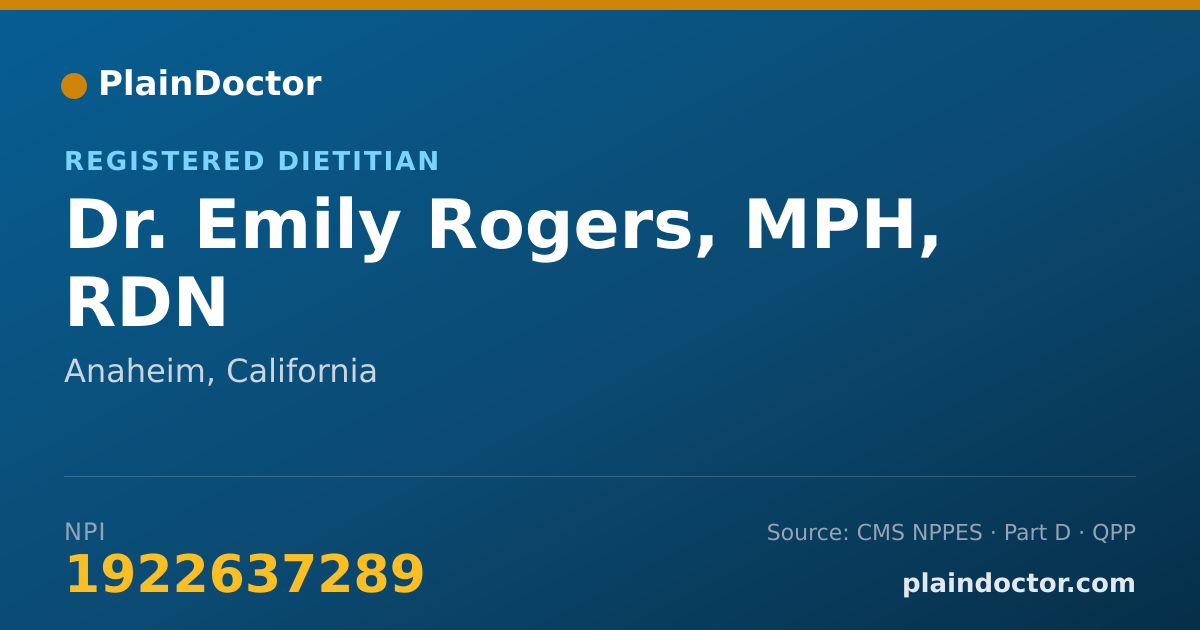 Shareable card for Emily Rogers, MPH, RDN - Registered Dietitian, Anaheim, CA