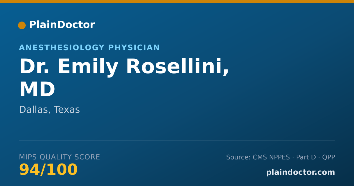 Shareable card for Emily Rosellini, MD - Anesthesiology Physician, Dallas, TX