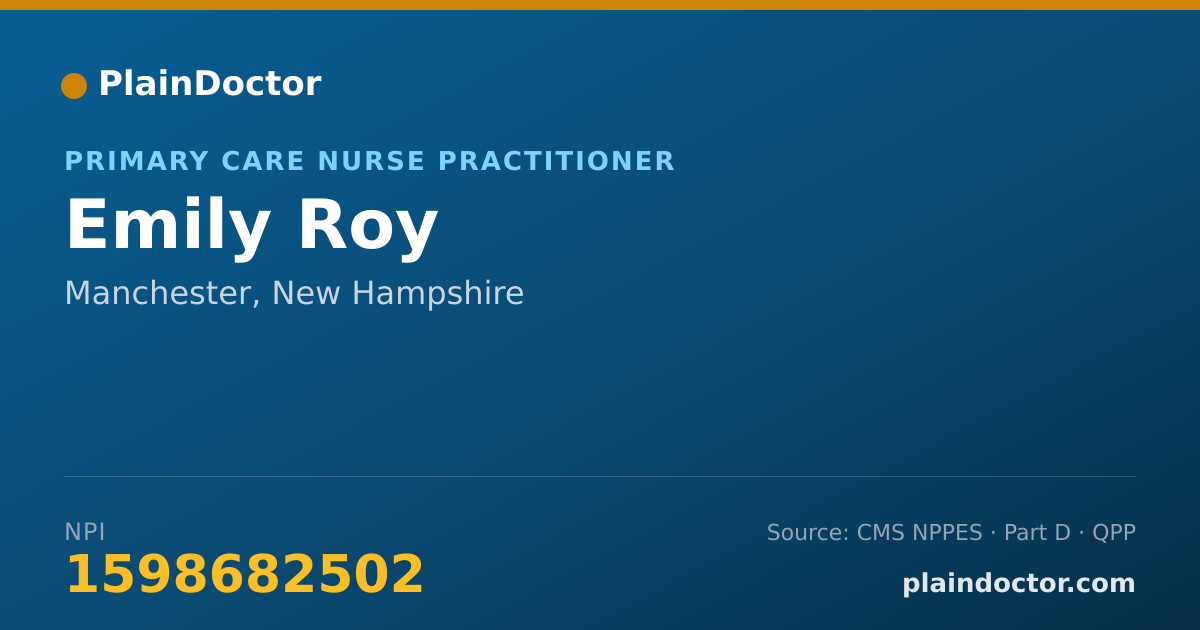 Shareable card for Emily Roy - Primary Care Nurse Practitioner, Manchester, NH