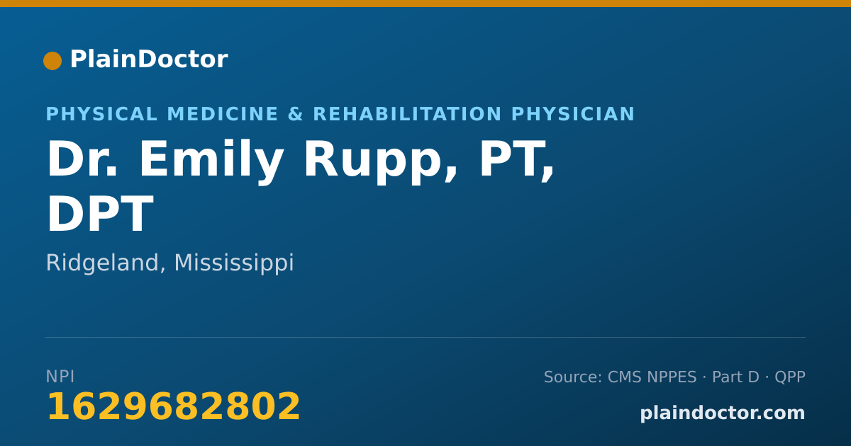Shareable card for Emily Rupp, PT, DPT - Physical Medicine & Rehabilitation Physician, Ridgeland, MS