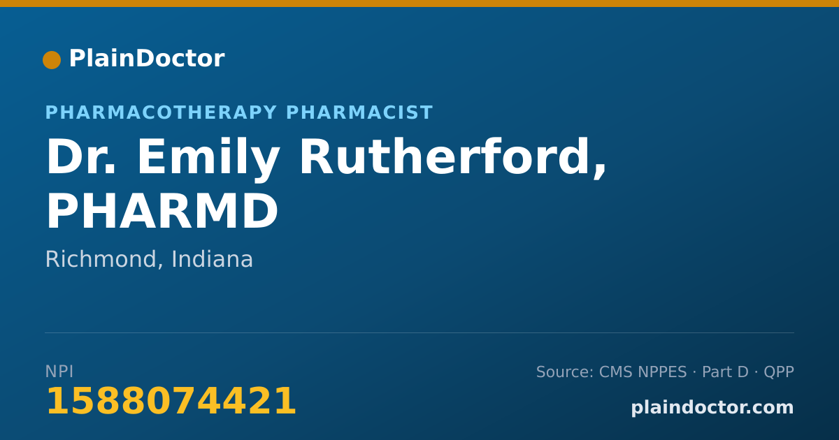 Shareable card for Emily Rutherford, PHARMD - Pharmacotherapy Pharmacist, Richmond, IN