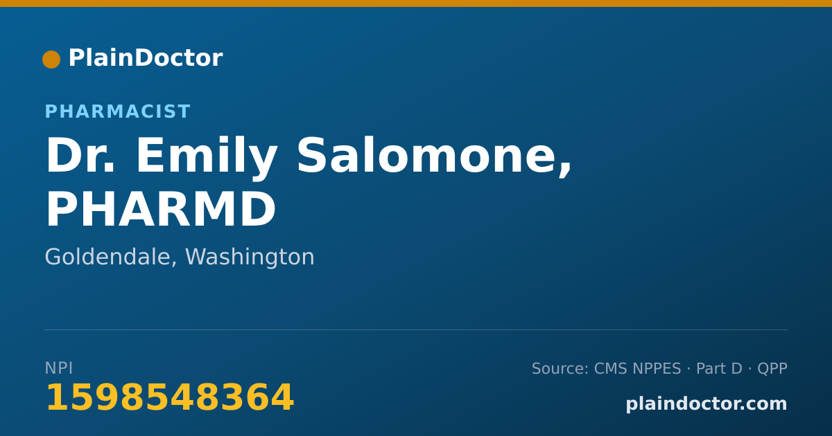 Shareable card for Emily Salomone, PHARMD - Pharmacist, Goldendale, WA