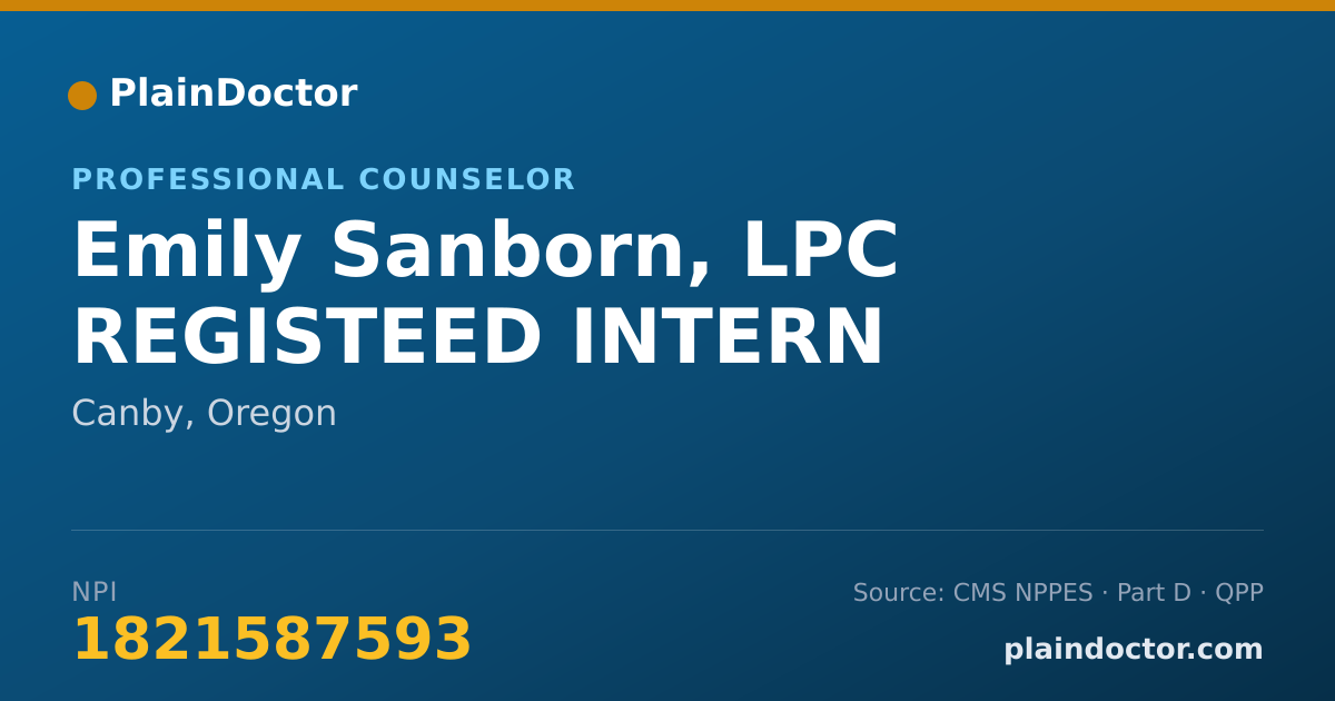 Shareable card for Emily Sanborn, LPC REGISTEED INTERN - Professional Counselor, Canby, OR