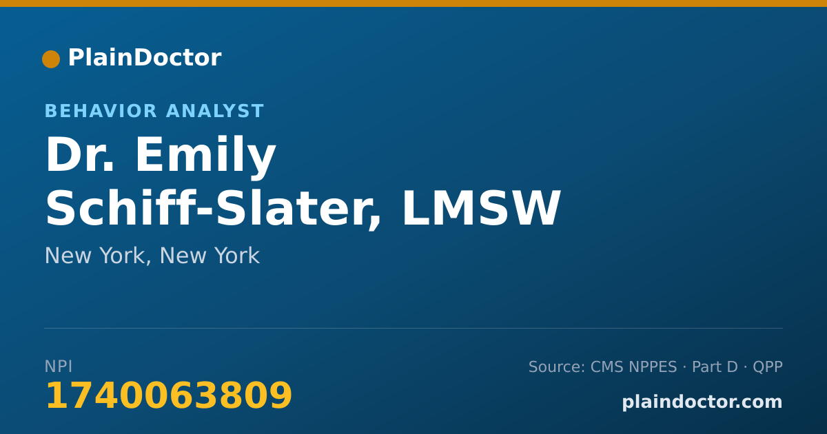 Shareable card for Emily Schiff-Slater, LMSW - Behavior Analyst, New York, NY