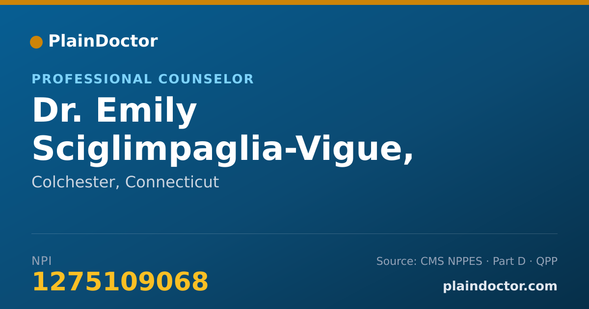 Shareable card for Emily Sciglimpaglia-Vigue, MS, LPC - Professional Counselor, Colchester, CT