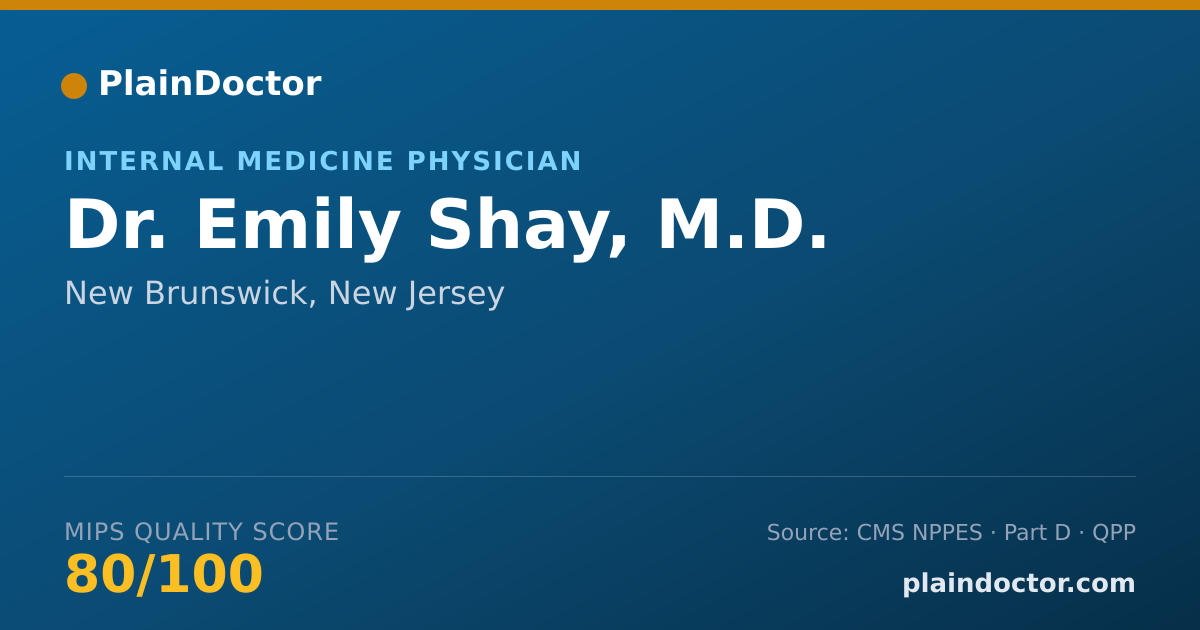 Shareable card for Emily Shay, M.D. - Internal Medicine Physician, New Brunswick, NJ