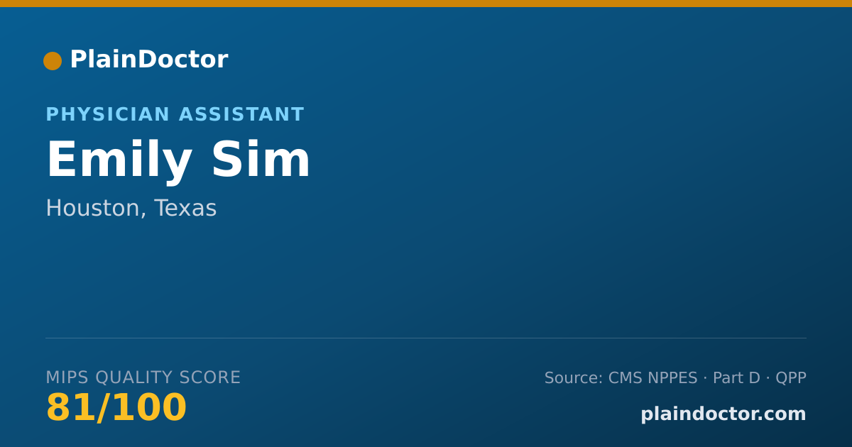 Shareable card for Emily Sim - Physician Assistant, Houston, TX