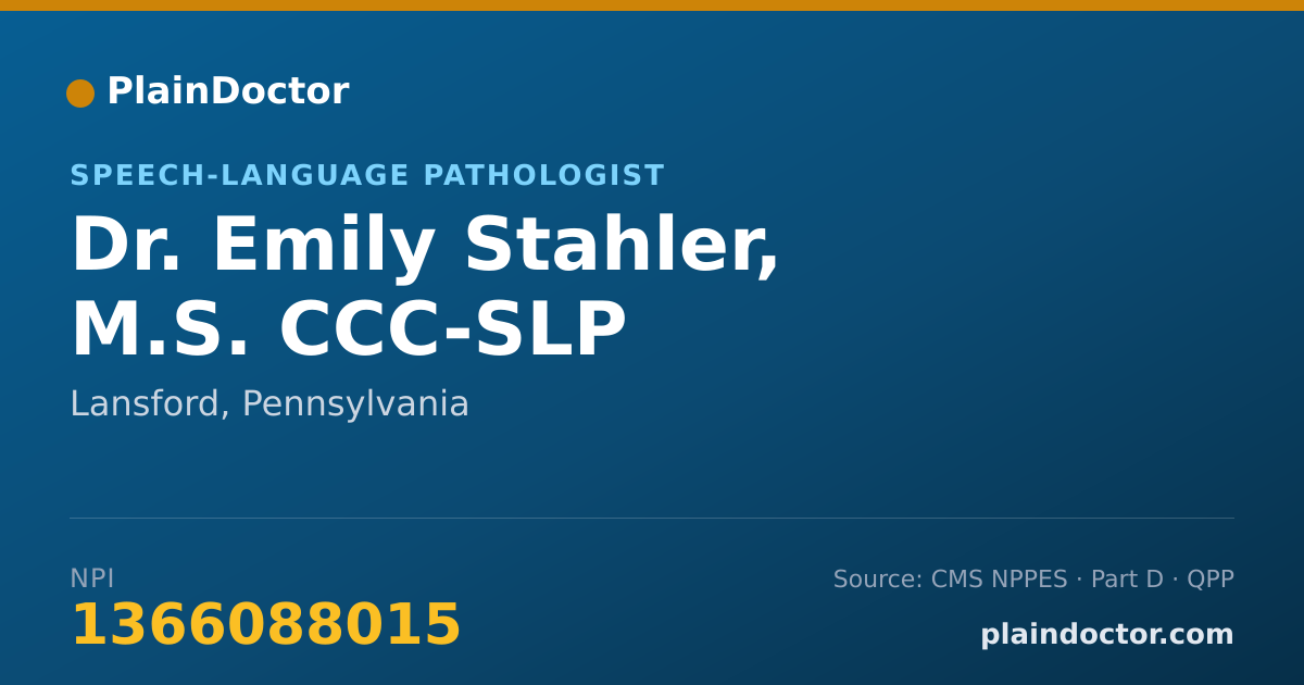 Shareable card for Emily Stahler, M.S. CCC-SLP - Speech-Language Pathologist, Lansford, PA