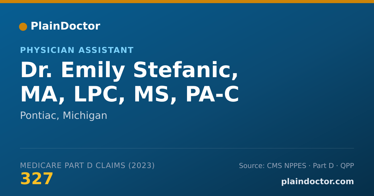 Shareable card for Emily Stefanic, MA, LPC, MS, PA-C - Physician Assistant, Pontiac, MI