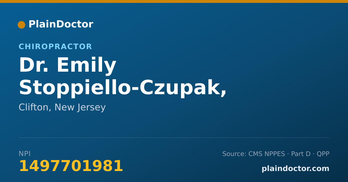 Shareable card for Emily Stoppiello-Czupak, D.C. - Chiropractor, Clifton, NJ