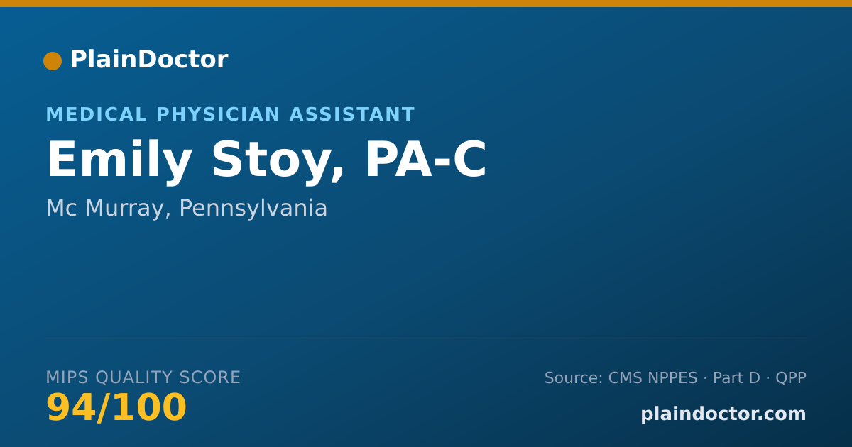 Shareable card for Emily Stoy, PA-C - Medical Physician Assistant, Mc Murray, PA