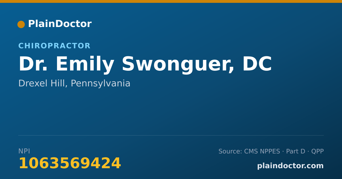 Shareable card for Emily Swonguer, DC - Chiropractor, Drexel Hill, PA