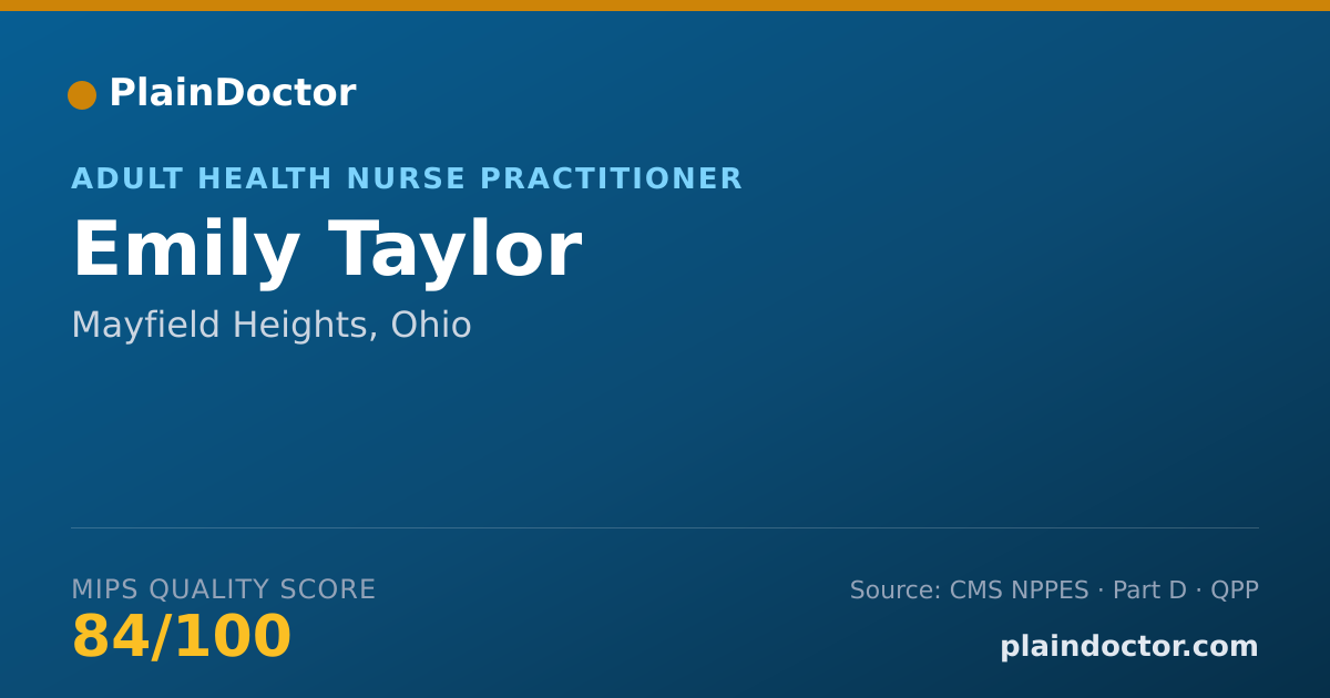 Shareable card for Emily Taylor - Adult Health Nurse Practitioner, Mayfield Heights, OH